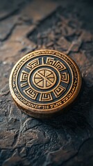 Sticker - Ornate bronze coin. AI.