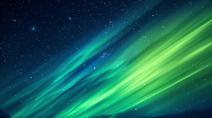 Aurora borealis above mountains in fog at night. Northern lights. Sky with stars with polar lights and high rocks. Beautiful landscape with aurora, city lights in low clouds, mountain ridge. Space