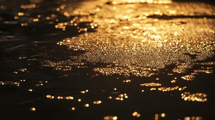 Wall Mural - Sunlight Reflection on Calm Water Surface Creating a Golden Effect