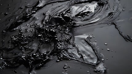 Wall Mural - Dark Fluid Waves with Bubbles Creating Abstract Water Texture