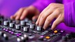 © angel_nt - person focuses on adjusting the knobs and sliders of a music mixer, surrounded by atmospheric lighting during an energetic live music performance in an indoor venue