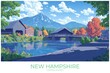 © pondolar - New hampshire United states Travel Poster Illustration Print Decor Gift Canvas Wall Art