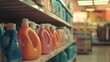 © nabila - Colorful Laundry Detergent Bottles on Supermarket Shelf Display