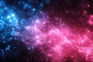 Wall Mural - Abstract Pink and Blue Galaxy Nebula Cosmic Network Digital Art Background