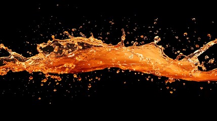 Canvas Print - Dynamic Liquid Splash in Vivid Orange Against Black Background