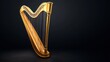 © Phunnada - Elegant Gold Harp With Beautiful Wooden Finish on Black Background