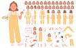© tynyuk - Little girl character constructor. Set of different positions of arms legs body and head for creating animation