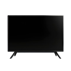 sleek black led television screen with blank display, isolated on transparency background