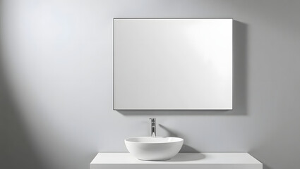 Wall Mural - modern bathroom  mirror and sink with lighting 4k resolution 