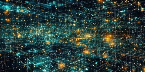 Wall Mural - a conceptual image of global banking networks with modern digital infrastructure.