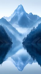 Wall Mural - Traditional blue and white landscape illustration poster background