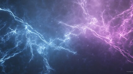 Aufkleber - Colorful abstract lightning bolts in blue and pink against a dark background.