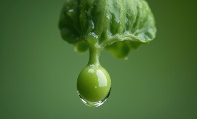 Canvas Print - Drop of water on fresh green leaf