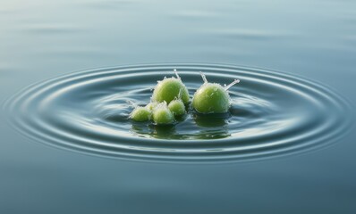 Canvas Print - Water droplets create ripples in calm water