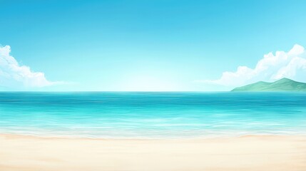 Wall Mural - serene beach scene with clear blue sky and calm water