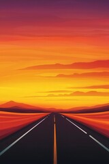 Poster - Vibrant Sunset Over Open Road Landscape