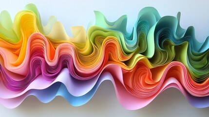 Wall Mural - Colorful paper waves, abstract art, design background