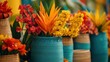 © Галина Броницкая - Colorful flowers in decorative pots and vases