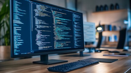 Complex Computer Code on Screen Symbolizing Software Development and Cybersecurity