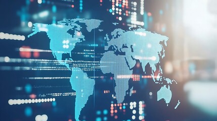 Global network connection, digital world map. (1)