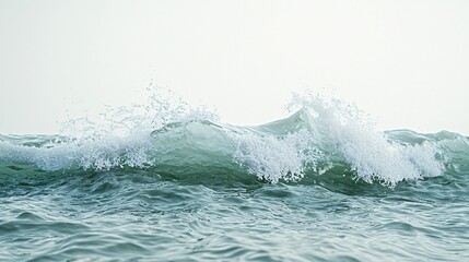 Sticker - Breaking Wave Splashes in a Calm Sea Under Bright Sky Oceanic Water Movement Nature Display.