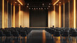 © Tahsin - Modern Conference Room Interior Design Elegant Stage Lighting Rows of Chairs Wooden Walls Hall Event