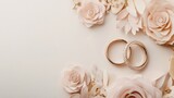 Elegant Wedding Rings Adorned with Delicate Blush Roses