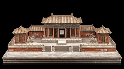 Palace model, detailed architecture,  isolated background, historical design,  for educational use