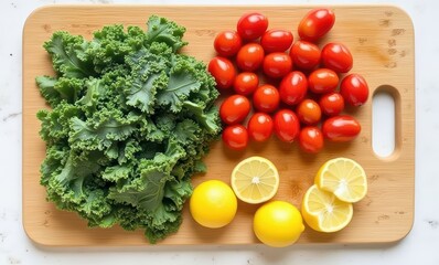 Fresh vegetables on a wooden cutting board