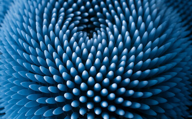 Close-up of a vibrant blue textured surface with pointed protrusions.