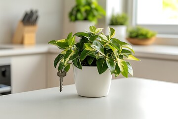 Wall Mural - Beautiful Houseplant in a Modern Kitchen