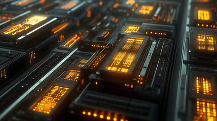 Wall Mural - futuristic banner featuring a digital circuit with symbolizing artificial intelligence, data process