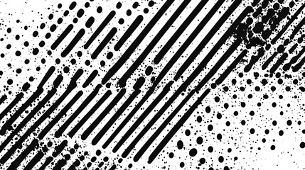 Poster - Abstract black and white geometric pattern with lines and dots in modern minimalist style