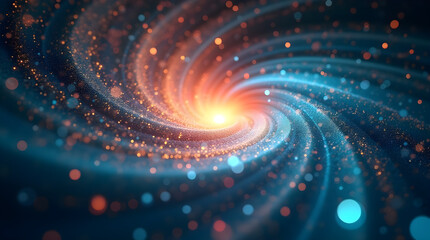 Wall Mural - Stunning Cosmic Swirl Galaxy: Vibrant Nebula with Glowing Particles and Bright Core - Abstract Space Art