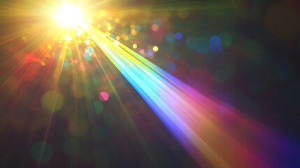 Fototapete - Burst of radiant luminous celestial beams in a prismatic spectrum of vibrant shimmering colors  Ethereal otherworldly light rays emanating with divine transcendent energy and brilliance