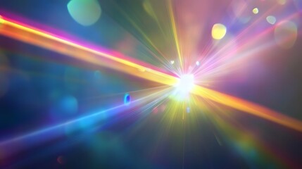 Aufkleber - Bursting spectrum of luminous energy and radiant beams of light in a vibrant abstract and dynamic display