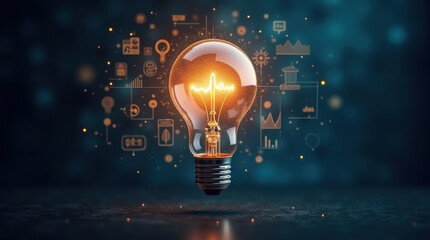 Wall Mural - Innovative business ideas for a visionary future digital environment lightbulb concept