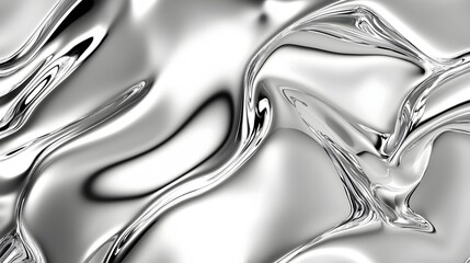 Fototapete - Captivating abstract background featuring mesmerizing metallic mirrored waves swirls and fluid forms of shimmering liquid silver alloy  Dynamic contemporary and futuristic design with a glossy