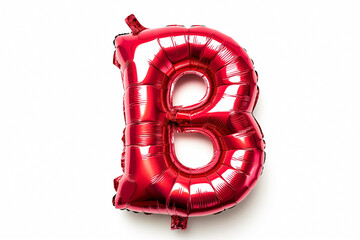 Wall Mural - letter B from shiny red foil balloon isolated on white