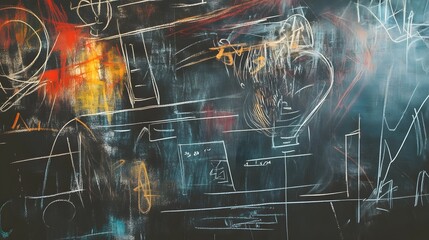 Poster - Captivating abstract digital painting featuring a dynamic composition of geometric shapes vibrant colors and energetic brush strokes