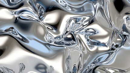 Fototapete - Captivating metallic liquid sculpture with flowing dynamic patterns and shimmering reflections that create a mesmerizing futuristic and visually stunning abstract artwork