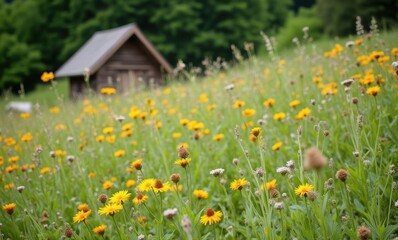 Canvas Print - Vibrant flowers in a serene meadow