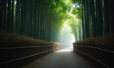 Poster - Serene bamboo forest pathway