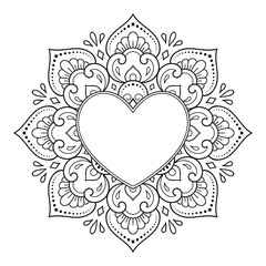 Wall Mural - frame in eastern tradition. stylized with henna tattoos decorative pattern for decorating covers for