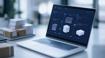 inventory management system:streamlined inventory management software displayed on a laptop, alongsi
