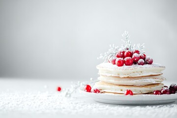 Sticker - Snowy Christmas Pancakes with Cranberries