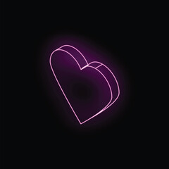 Wall Mural - Vibrant neon heart glowing on a dark background, symbolizing love, romance, and passion