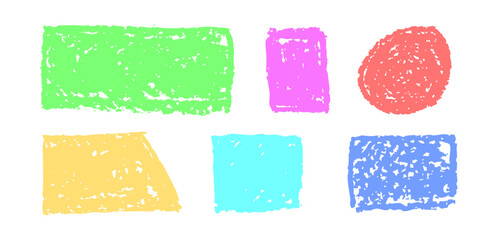 Wall Mural - set of abstract geometric basic shapes drawn with pastel colored charcoal. hand drawn paint quote fr