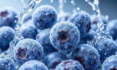 Wall Mural - Fresh blueberries with water splash