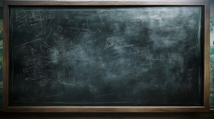 Leinwandbilder - Empty black chalkboard or blackboard in classroom or lecture hall setting ready for education teaching learning or training presentation  Vintage grunge texture and copy space for text or graphics